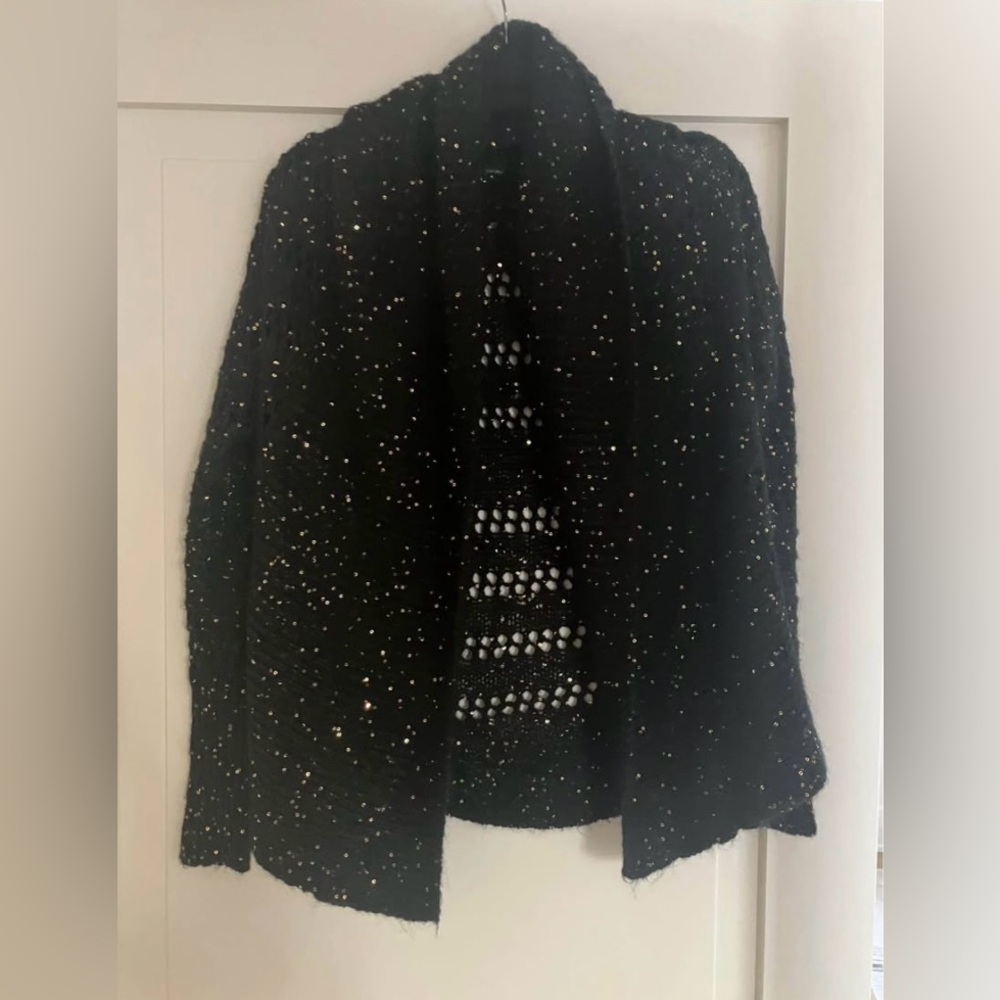 Victoria’s Secret Black Knit Cardigan with Gold Sequins